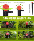 Fifty Pack One Quarter Inch Drip Emitter Set For Garden Irrigation With Adjustable 360 Degree Spray And Eight Hole Flow