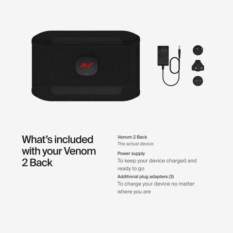 Venom 2 Back Wrap With Next Level Heat And Vibration For Fast Pain Relief Soreness And Inflammation with charger and adapters