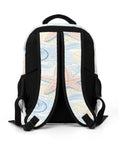 Back view of Coastal Beach Vibe Starfish Conch Repeat Print Unisex Backpack with adjustable straps and breathable design