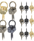 Vintage Round Metal Drawer Pulls Set Of 15 For Cabinets, Antique Style with flower detailing, shown in gold and black
