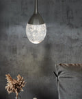 Teardrop Crystal Pendant Light In Black Dimmable LED Bubble Ceiling Fixture With Adjustable Metal Rods Hand Blown Glass Bubbles