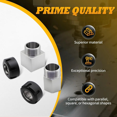 ER-32 Collet Block Set For CNC Machining, Square and Hex Workholding Blocks, high precision ground flatness 0.2-0.3mm, carbon steel