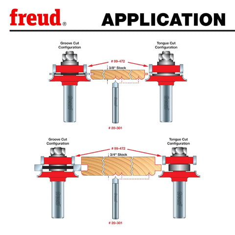 Diagram of Beadboard Tongue and Groove Router Bit With One Half Inch Shank and One and Seven Eighths Inch Diameter, two cutters shown.