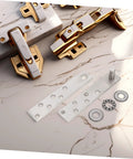 Hidden 360 Degree Door Hinge for Secret Bookcase Doors, heavy duty concealed pivot in stainless steel well-laid on marble surface