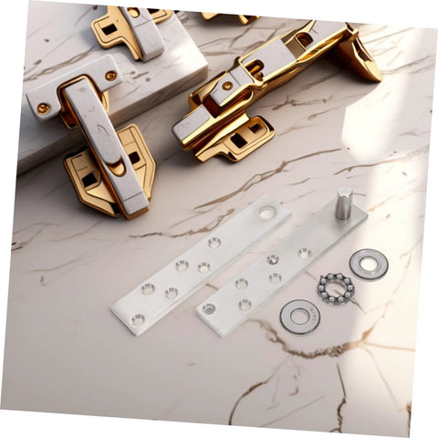 Hidden 360 Degree Door Hinge for Secret Bookcase Doors, heavy duty concealed pivot in stainless steel well-laid on marble surface