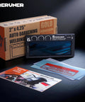Flex Series Red Shade 5-13 Auto Darkening Welding Lens 2x4-1/4 with packaging and instruction manuals on a table.