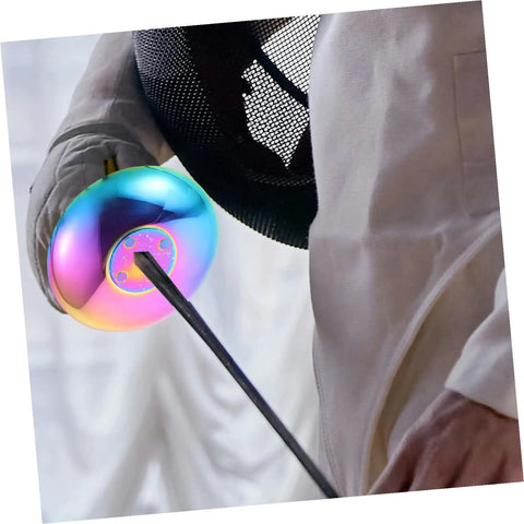 Fencer with colorful stainless steel foil hand guard for fencing lightweight wear resistant shield for competition and training