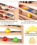 Wooden Race Track Ramp Toy For Toddlers 5 Level Car Ramp Set with multicolored tracks, 4 wood cars, and colorful balls shown