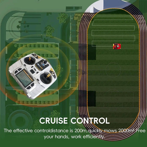 Automatic Remote Control Lawn Mower With Multifunction Mowing Robot For All Terrain Grass On 45 Degree Slopes Adjustable Cutting Height And Long Range Remote Operation For Easy Maintenance And Edge Trimming Like A Pro featuring control distance and cruise control.