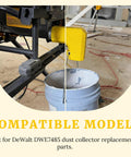 Table Saw Dust Collector Adapter Tool Free Install No Fuss Fits Most Saws With Durable Dust Port Yellow with dust bucket