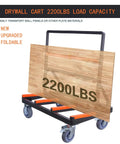 Heavy Duty Steel Glass Transport Cart With Smooth Swivel Casters And Scratch Resistant Pads, Foldable Panel Dolly with 2200lbs capacity.
