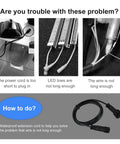 Troubleshooting LED lighting with Kick Ass 2 Pin Extension Cable for LED Deck and Garden Spike Lights, showcasing wire connection issues.