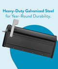 Side view of Chadwick Galvanized Steel Post Mount Mailbox Black 21 Inch with cast aluminum handle and durable finish.