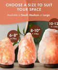 Himalayan Salt Lamp 10 To 12 Inches Tall 11 To 15 Pounds Handcrafted Wooden Base Natural Pink Salt Rock Night Light With Dimmer Switch Adjustable Chill Vibe Glow Bulb Replacement Ready next to smaller lamps