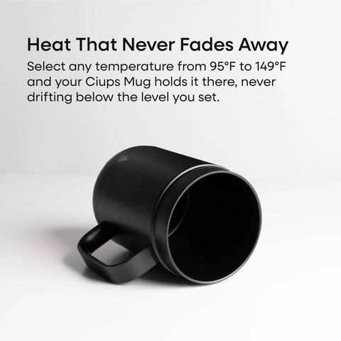 Self Heating Coffee Mug With Rechargeable Battery And Digital Temperature Control Keeps Your Drinks Piping Hot All Day Long Sleek Led Display Makes Temp Swaps A Breeze While The Roomy 16 Oz Black Body Delivers Total Upgrade Vibes For Any Desk Setup, featuring a black design and a comfortable handle.