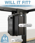 Heavy Duty Under Desk PC Mount Featuring Zero Drill Hassle For Adjustable Standing Workstations fits mid tower cases 11.8" to 20.5" high.