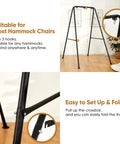 Heavy Duty Foldable Hammock Chair Stand With 300 Lb Capacity, Portable Indoor Outdoor Hammock Frame shown in components view