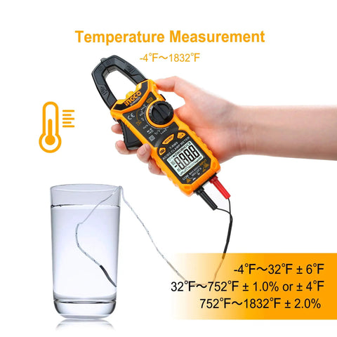 Auto Ranging Digital Clamp Meter With TRMS 6000 Counts For Measuring AC DC Voltage And Current Resistance Capacitance Diode Test Temperature Frequency Duty Cycle And More Pro Grade Gear