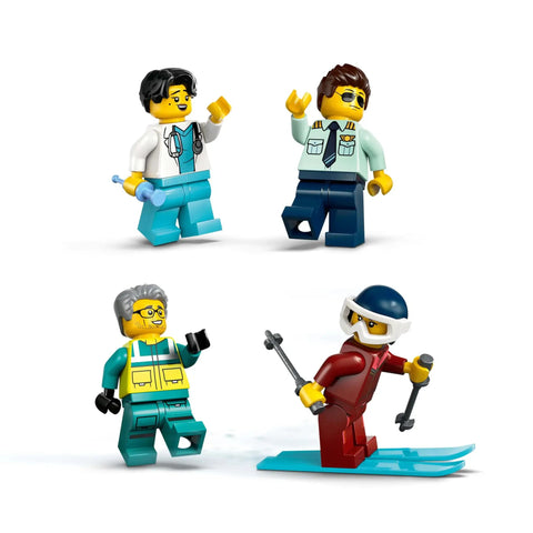 Sky Rescue Air Ambulance Building Blocks Toy Set Ages 6 7 8 9 with pilot, doctor, paramedic, skier mini figures and snow scooter