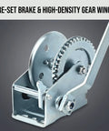 Heavy Duty Carbon Steel Manual Hand Winch With Dual Way Auto Brake System Self Locking For 1000 To 1200 Lbs Load Capacity