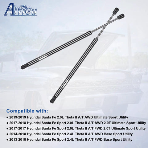 2 Pieces Front Hood Struts Shocks Lift Supports Gas Springs Direct Fit For Hyundai Santa Fe 2013-2019 aluminum pair