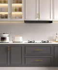 Kitchen with 30 Pack 3 Inch Gold Cabinet Handles For Cupboards And Drawers, Fade Resistant Stainless Steel Gold Cabinet Pulls installed
