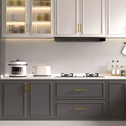 Kitchen with 30 Pack 3 Inch Gold Cabinet Handles For Cupboards And Drawers, Fade Resistant Stainless Steel Gold Cabinet Pulls installed