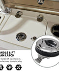 4 Pack 1.5 Inch Handle Lift Slam Latch And Flush Pull Latch With Keyless Locking For Marine Hatches, zinc alloy construction shown on hatch