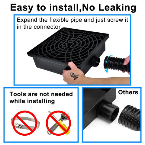 Catch Basin Gutter Downspout Extender Kit 12x12 Low Profile No Digging Required Rainwater Diverter being installed