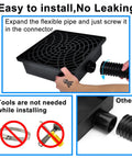 Low Profile Catch Basin Drain Kit Downspout Extensions 2 Inch ID Flexible Pipe 16.4ft Stretch 12x12 Basin Inlet Easy No Dig Install Rainwater Redirect Patio Flood Prevention installation guide with tools not needed