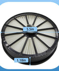 Round filter with dimensions 5.5in by 1.18in for Beast Replacement Filter Set For Bissell Pet Hair Eraser Lift Off Upright Vacuum 2087 Series