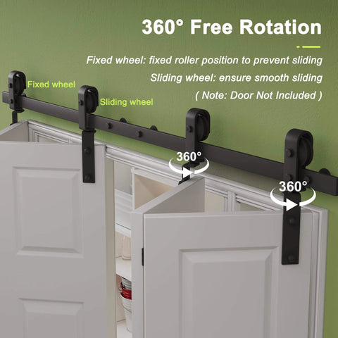 64 Inch Bifold Barn Door Hardware Kit For Closet Doors For Tight Spaces Bi Folding Track System with sliding mechanism