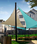 Installed Waterproof Sun Shade Sail Triangle 12x12x17 Outdoor Canopy with UV Block for Patio Backyard Pool Deck Cover Beige