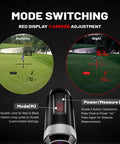 Pro Z1 Slope Golf Rangefinder With 1300 Yard Range 7X Magnification Tournament Legal Weather Resistant Flag Pole Locking Pulse Sensor showing mode switching for day and night use with distance display.