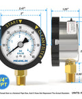 Start and Clean Filter Pressure Gauge 0-60 Psi, 2 Inch Dial, One Quarter Inch NPT, Stainless Steel, Lower Mount With Rotatable Plastic Frame