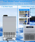 Commercial Ice Maker 100 Lbs Per Day Under Counter Or Freestanding 22 Lbs Ice Storage Dual Water Inlet Modes diagram.