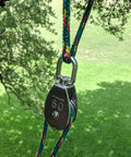M50 Single Pulley Block 4 Pack Heavy Duty Stainless Steel Pulley System With 881 Lb Load Capacity on colorful rope outdoors