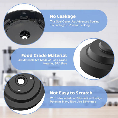 Replacement Outer Bowl Lid For NC700 Series Ice Cream And Soft Serve Makers Fits NC701 Black Color shown with labels 'No Leakage', 'Food Grade Material', 'Not Easy to Scratch'