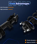 Drop In Ready Direct Replacement Complete Strut Assembly Front Left And Right For Hyundai Sonata 2012 2013 2014 And Kia Optima 2012 2013 2014 2015 Preassembled With Coil Spring Bearing Mount Bumper Boot Isolator showcasing anti-corrosion features and precision materials.
