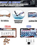 Comparison of 2 Pack Universal Aluminum Matte Stripe US Flag License Plate Frame Covers with free screws fasteners caps