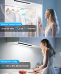 Woman using Go-To Rechargeable Under Cabinet Lights With Battery Level Display 60 LED Motion Sensor in closet and kitchen
