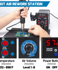 Person using 2 In 1 Hot Air Rework Soldering Station Kit With Desoldering Tool Lead Free Solder Wire Five Soldering Tips