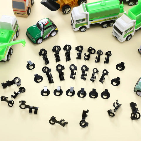 24 Piece Linkage Clip Set Universal Fit For Vintage Cars Trucks Wagons Sedans With Assorted Sizes And Styles To Cover A Wide Range of Linkage Systems And Make Restoration Projects Easier For DIY Hot Rods And Classic Cars, black iron clips