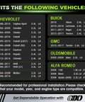 Details of compatible vehicles for 2.4 Ecotec Timing Chain Kit With Tensioner For 2010 2017 GM 2.4L Engines.