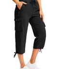 Women's Six Pocket Cargo Capris For Travel And Hiking, Lightweight Quick Dry Pants With Moisture Wicking Fabric And UPF 50+ Sun Protection