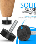 Close-up of a solid rubber leveling foot with grid-textured base, part of the 12 Pack Rubber M6 Leveling Feet For Furniture With Adjustable Threading And Secure Inserts Perfect Fit For Ikea Tables Plug And Play Setup Top Shelf Stability Fix For Wobbly Shelves.