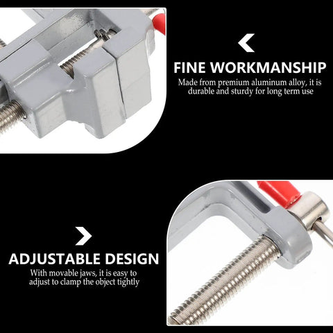 Side view of Dope Mini Aluminum Bench Vise Clamp For Jewelry Crafting, showing fine workmanship and adjustable aluminum design.