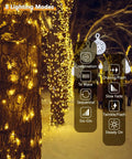 2Pack 500LED Solar String Lights Outdoor Waterproof 180FT With 8 Modes IP65 Warm White Twinkle illuminating snowy trees