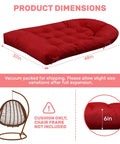 Egg Chair Cushion Replacement For Hanging Chairs Outdoor Waterproof Cover, 48x32 inches, red, with wicker hammock swing illustration.