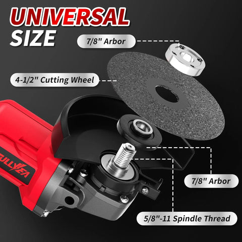 Cordless Beast Four And A Half Inch Angle Grinder With Brushless Motor, 12000 RPM, 2x 4.0Ah Batteries, 3 Cutting Wheels, 3-Speed Settings